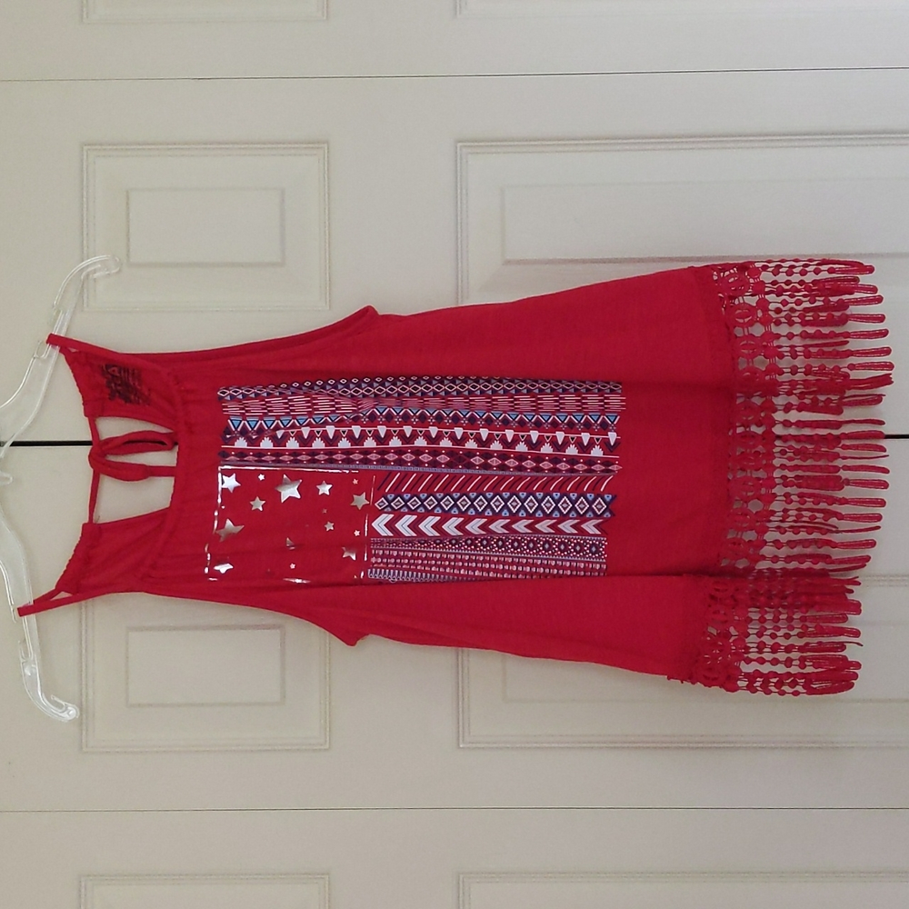 Red Fringe American Flag Tank Top